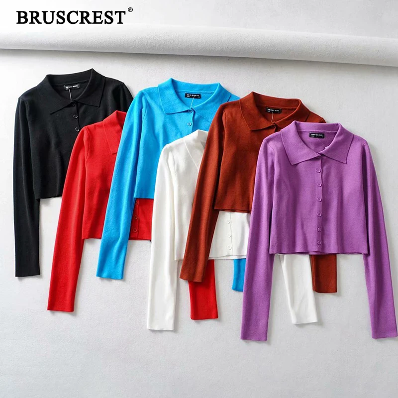 2019 Fall Knitted White Black Cropped Cardigan Women Button Up Korean Sweaters Cute Kwaii Crop Sweater Knitting Top Streetwear |