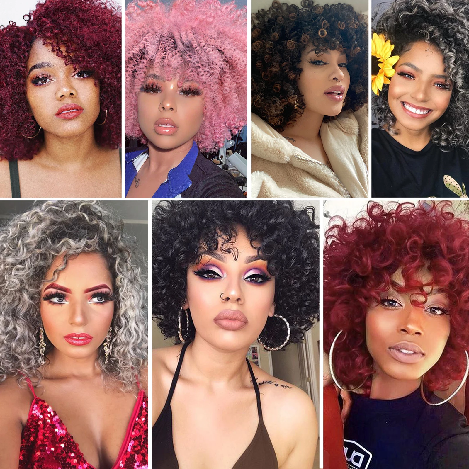 Длинный пушистый кудрявый синтетический парик с челкой подходит для черных и