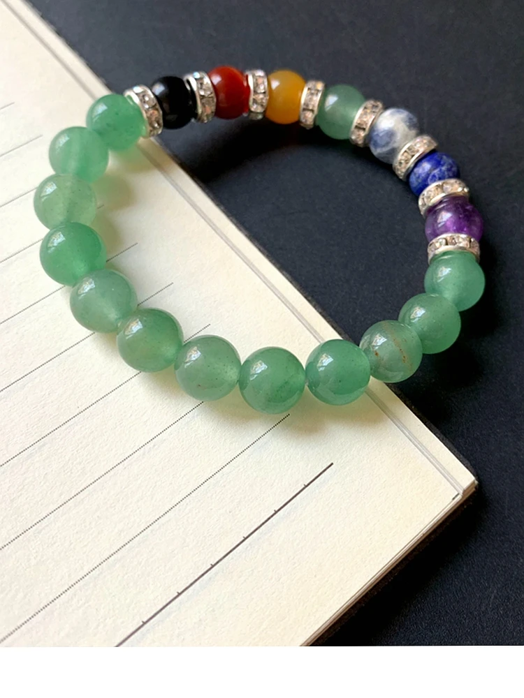 Натуральный камень зелёный авантюрин Исцеляющие хрустальные бусины 7 Чакра