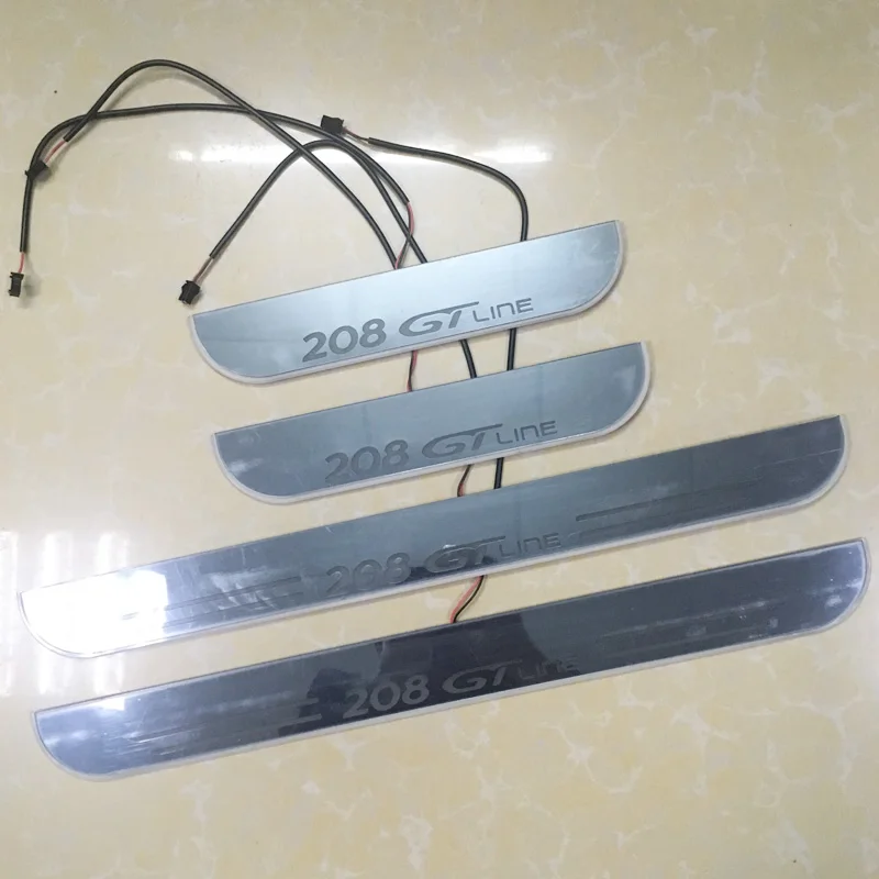 

Car LED Door Sill Scuff Plate For Peugeot 208 GT Line 2019 2020 Exterior Parts Pathway Moving Welcome Pedal Light