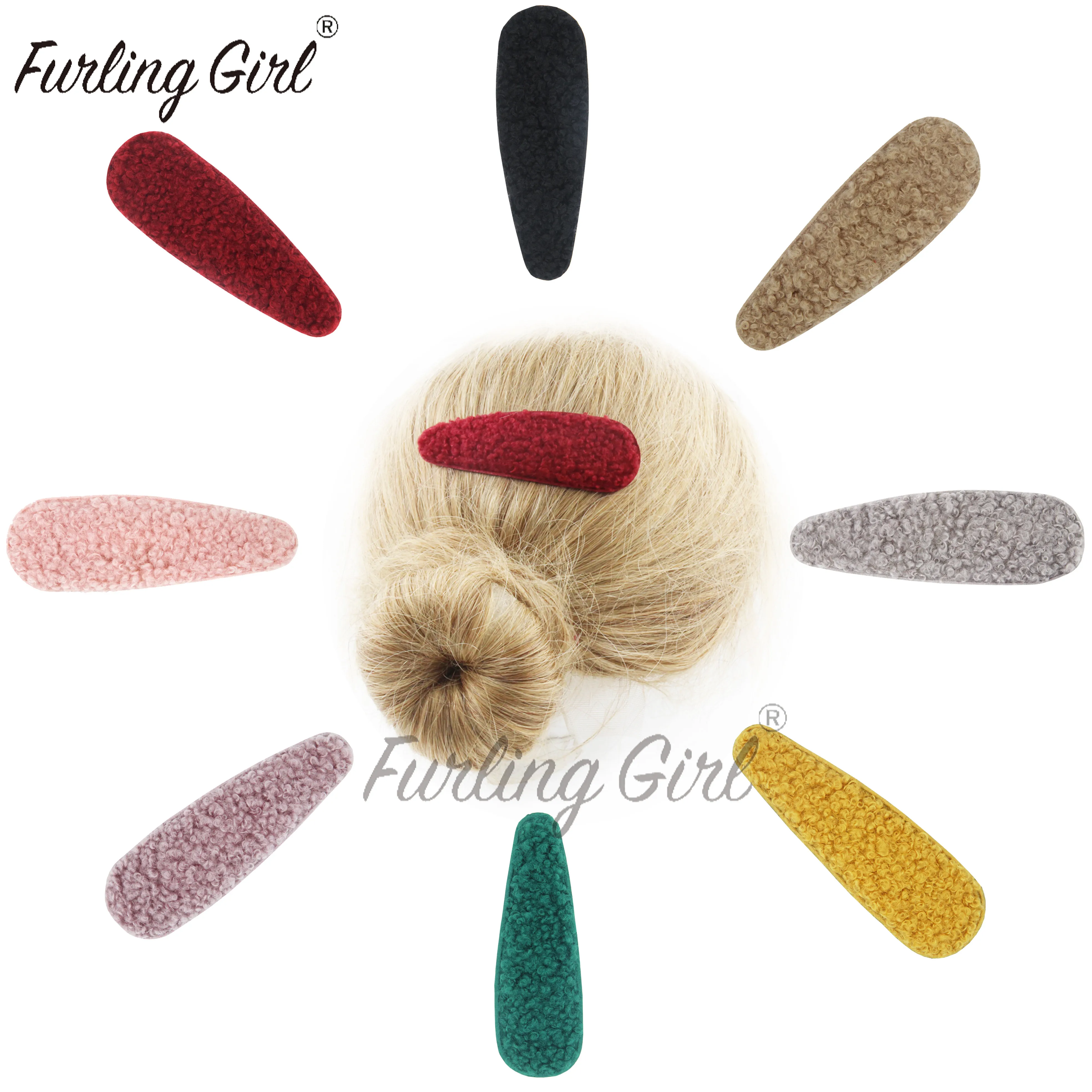 Furling Girl 1 PC Korean Triangle Teddy Faux Fur Hair Clip Water-Drop Shape Hairgrips Vintage Women Barrette Hairpin - купить по