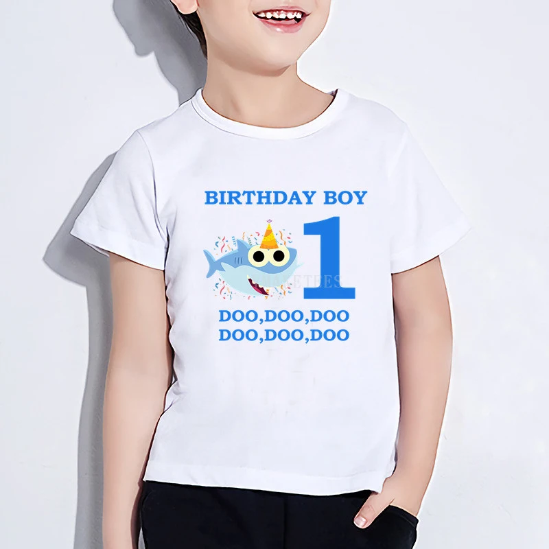 Летняя Детская мультяшная забавная футболка унисекс милая Акула 1 9 с принтом