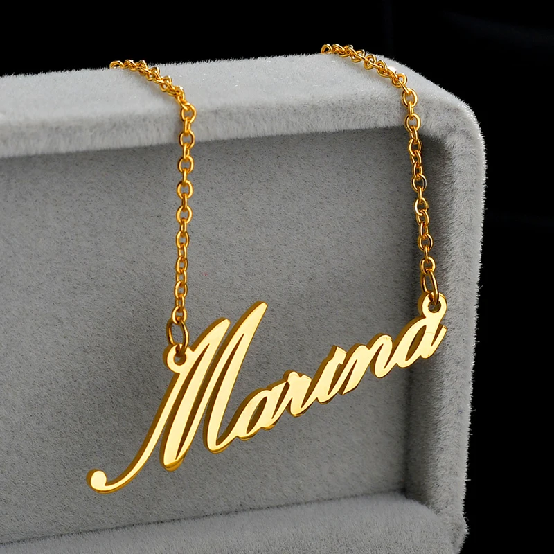 

Gold Titanium Steel Name Jewelry Personalized Name Necklace Name Necklace Custom Pendant Charm Female Jewelry Gift