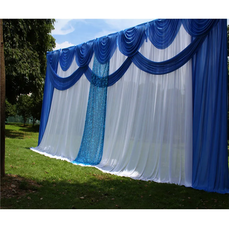 

New Wedding Backdrop Curtain With Swags Sequin Event Party Customized Wedding Stage Background Silk Drape Decoration For Stage