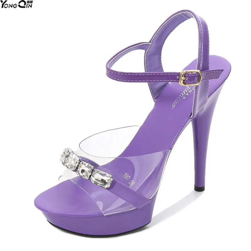 

Summer Crystal Rhinestones High-heeled Sandals Sexy Women's Shoes size 34-43