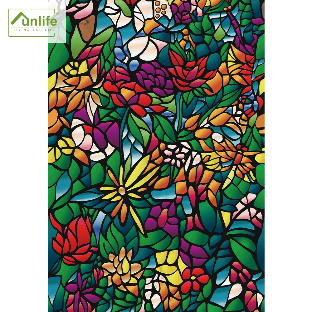 Funlife®Великолепные Цветы статическая липкая стеклянная пленка для дверей и окон