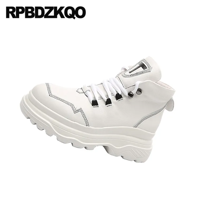 Обувь увеличивающая рост из натуральной кожи Сезон Зима На платформе Белые