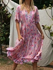 Женское пляжное платье-макси из вискозы, с цветочным принтом