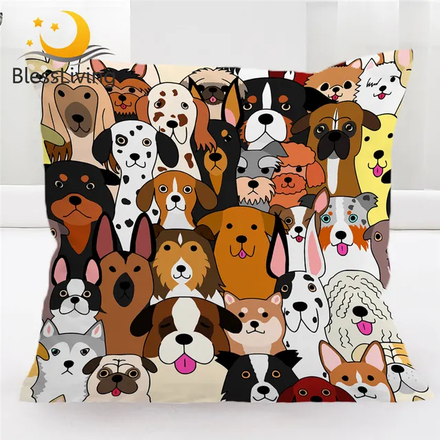 BlessLiving Puppy Cushion Cover Dog Pillow Case Cartoon Decorative Pillowcases Cozy Kussenhoes Cute Home Decoration Accessories 1