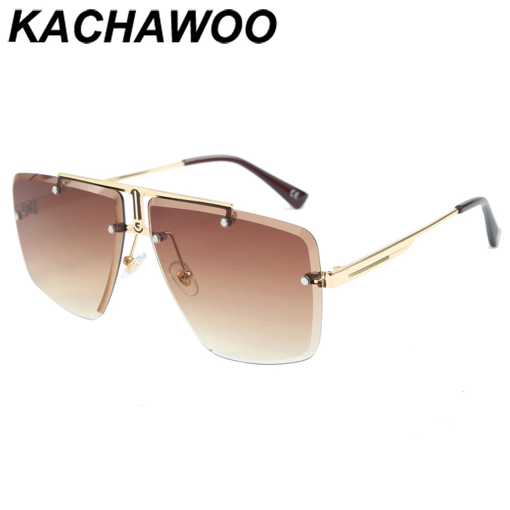 Мужские солнцезащитные очки без оправы Kachawoo квадратные металлические подарок на день рождения UV400 горячая