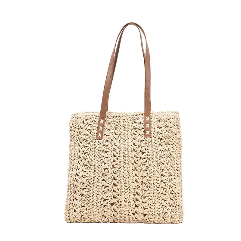 

Capacity Large High Summer Beach Straw Bags 2021 Simple Luxury Brand Fashion Travel Ladies Shoulder Handbags and Purses