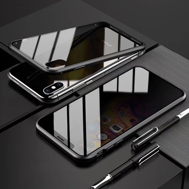 Противоскользящий встроенный металлический магнитный чехол для iphone 7 8 Plus X XR XS MAX