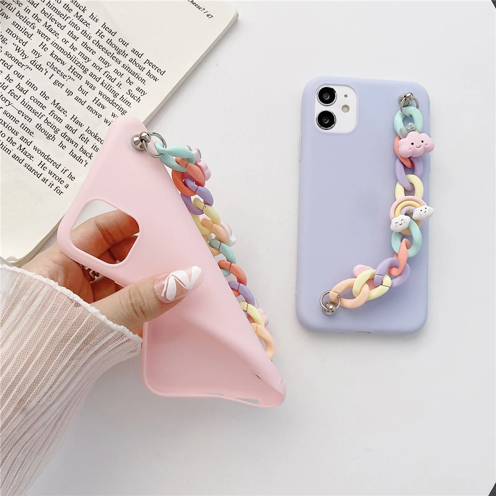 Чехол для Huawei P30 Lite Мультяшные облака браслет чехлы P20 P40 P50 Pro Mate 10 20 мягкий