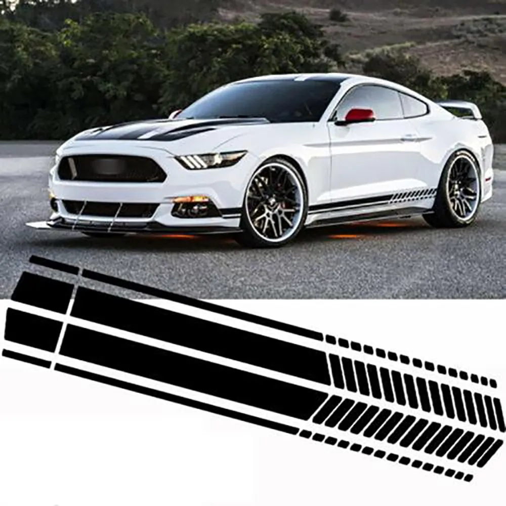 

2 Pcs Sticker Accessories Stripes Decal Door Fender Skirt For Car Body Side