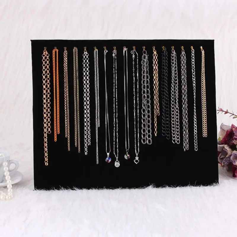 

Black Velvet 17 Hook Necklace Jewelry Tray Display Organizer (17 Hook Necklace)