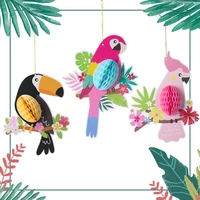 3pcs honeycomb tropical bird set hanging decorations tropical party hawaiian party decorations wedding party supplies for home
