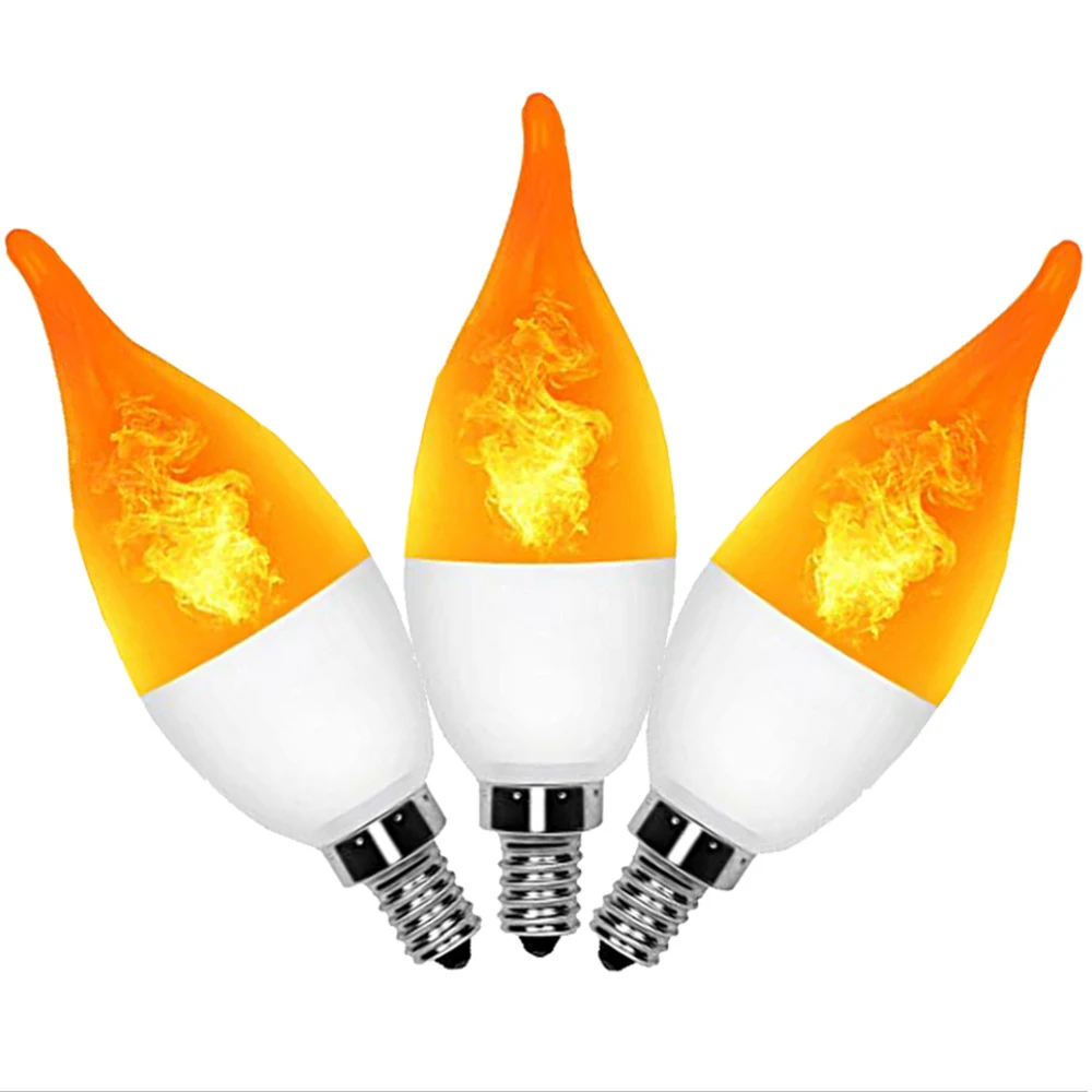 3 Modes LED Flame Lamp New Gravity Induction 2835 Light Beads 3W E27 E14 AC85-265V Flame Bulb For Home Halloween Christmas