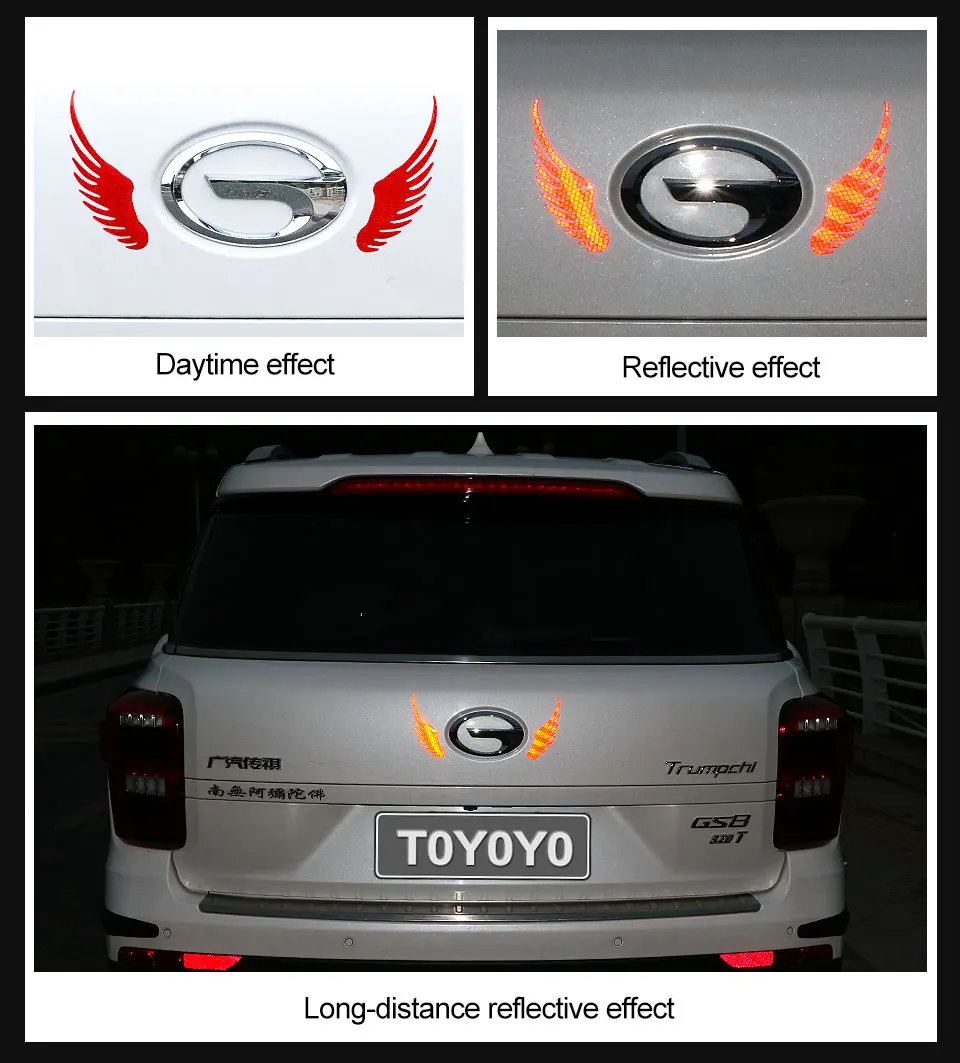 Предупреждение ющий светоотражающий автомобильный стикер с крыльями ангела, светоотражающий Предупреждение ющий знак, забавная наклейка на велосипед, Светоотражающая наклейка на мотоцикл