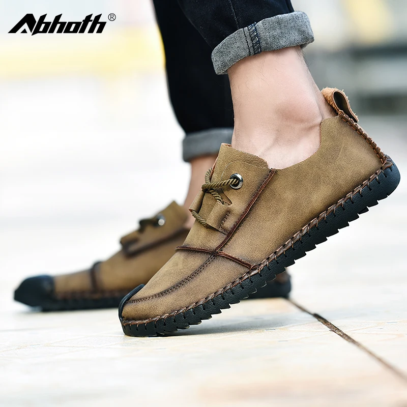 

Abhoth Men Leather Casual Shoes Comfotable Breathable Shoes Flat Non-slip Mens Loafers Shoes Black Driving Shoes for Men Zapato