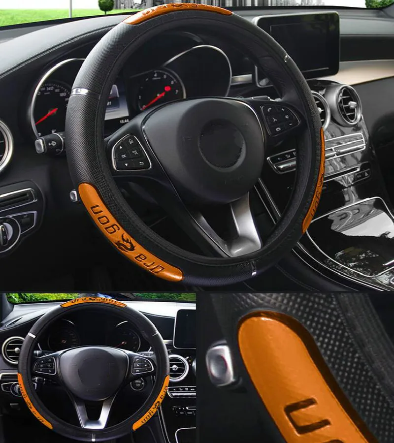 38CM Auto Car Steering Wheel Cover Anti-catch Holder Protector China Dragon Design Fashion Sports Style Interior Accessories | Автомобили