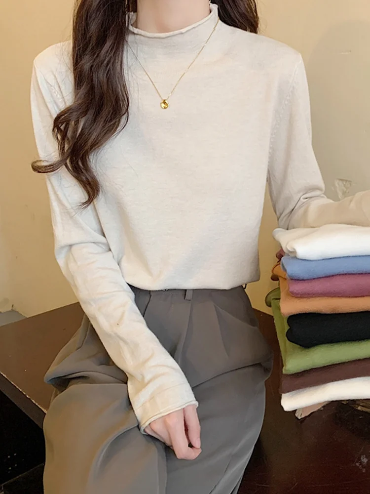 

Half High Collar Bottomed Shirt Women's Clothing Season Winter Inner Sweater 2021 New Slim Fit Sweater Long