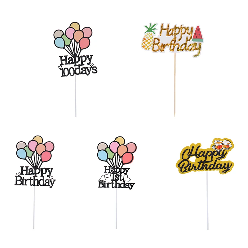 

Colorful 1st Happy Birtay Cake Topper Air Balloon Cupcake Topper For Kids 100 Days Birtay Party Cake Decorations Baby Shower