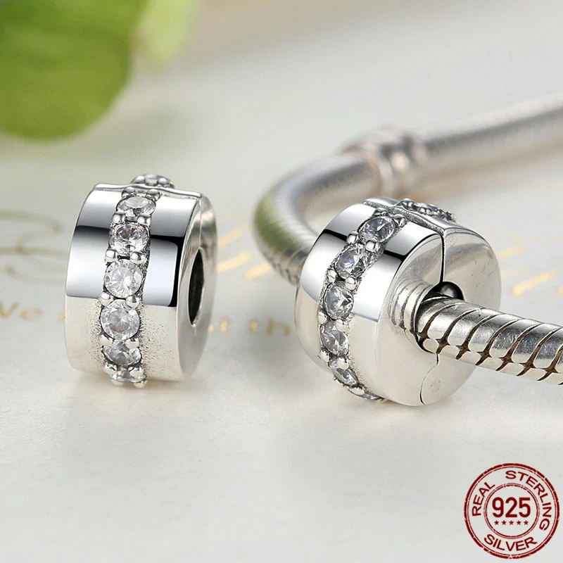 

100% Real 925 Sterling Silver Zircon Round Beads Fit Original 3mm Bracelet& Bangle Making Fashion DIY Jewelry For Women