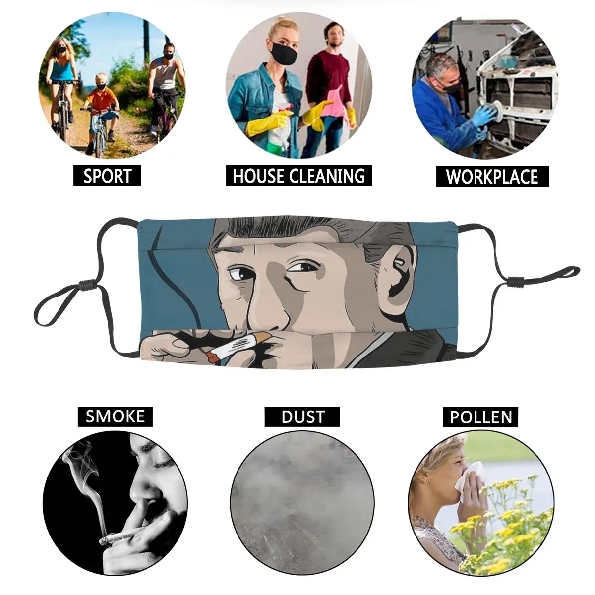 Маска Тканевая многоразовая Роберт Де Ниро Генри Хилл Томми модная защитная