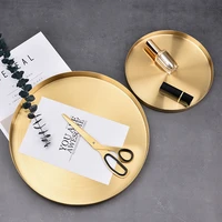 nordic golden tray jewelry display kichen food fruit round stainless steel stroage pan luxury home organizer space saving