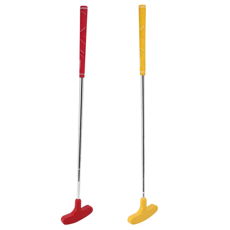 

CRESTGOLF 2 Pcs for Mini Golf Putters Mans for Golf Practice Clubs with Rubber Putter Head Steel Shaft, Red & Yellow