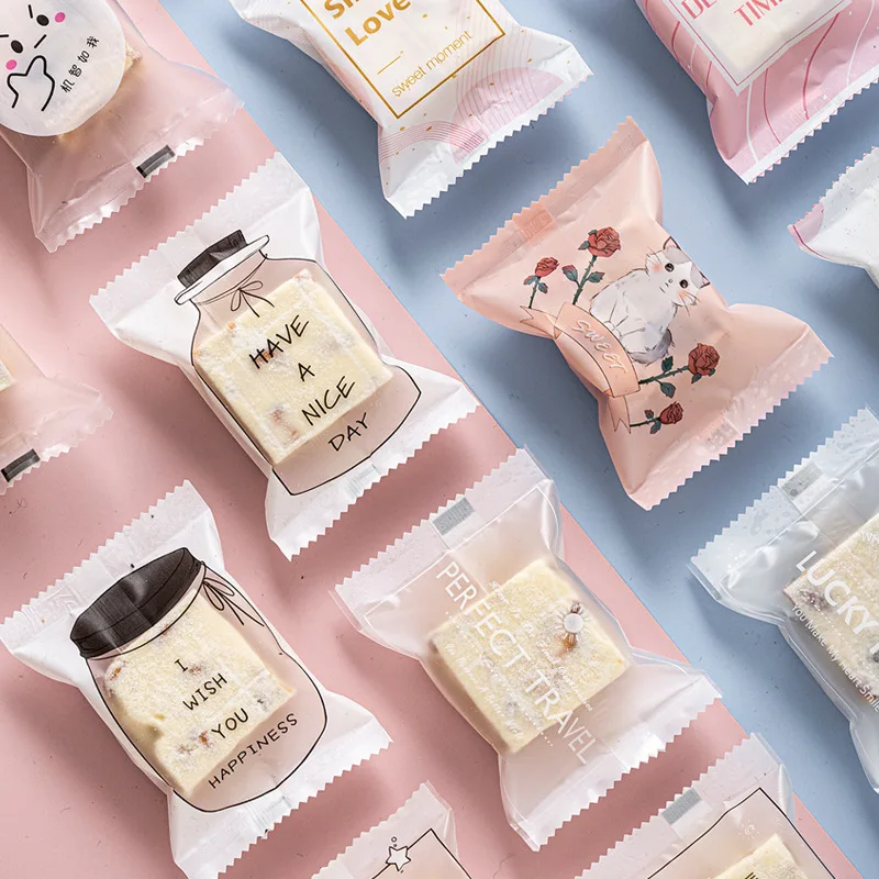 

100 шт. пластиковые пакеты для горячего запаивания, нуга, яичный желток, печенье, конфеты, вечеринка, сувениры, машина для выпечки, герметичная...