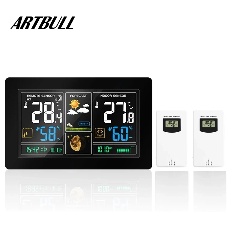 Комнатная и уличная Беспроводная метеостанция с цветным гигрометром