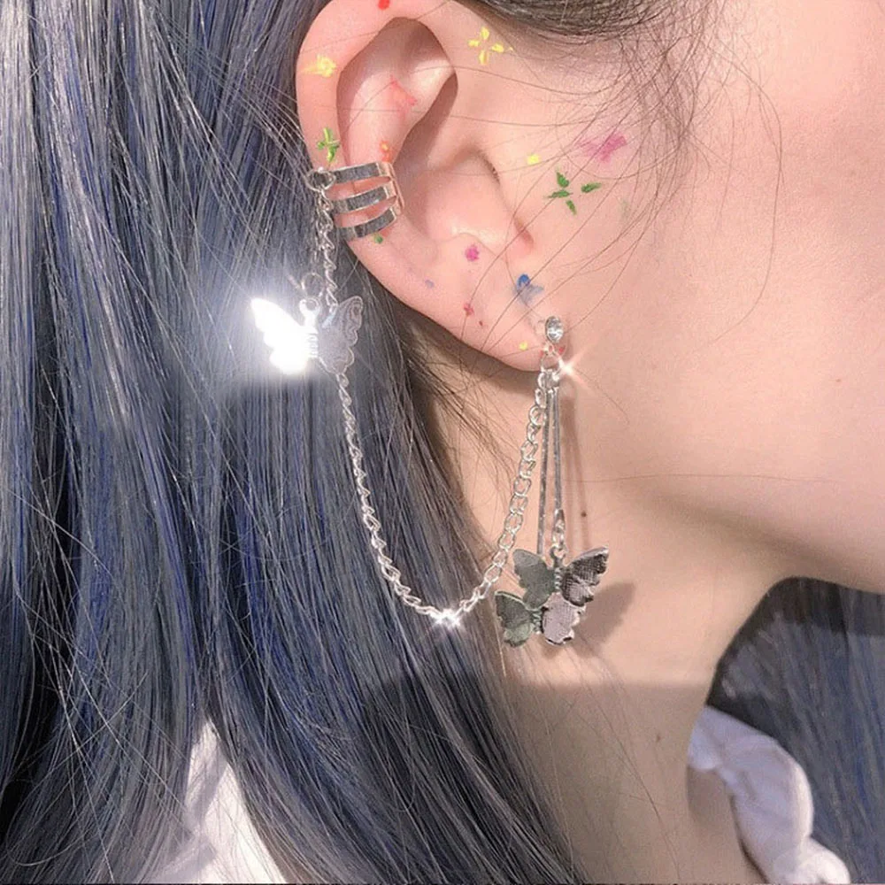 Милые женские серьги-бабочки с холодным ветром красивые серьги-каффы костями