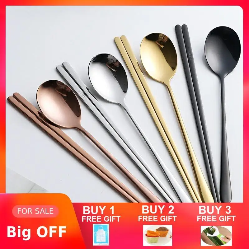 Новинка набор корейских палочек и ложек из нержавеющей стали Hashi серебро 18/10