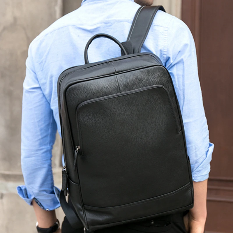 Кожаный рюкзак для ноутбука с натуральным лицевым покрытием ручной работы