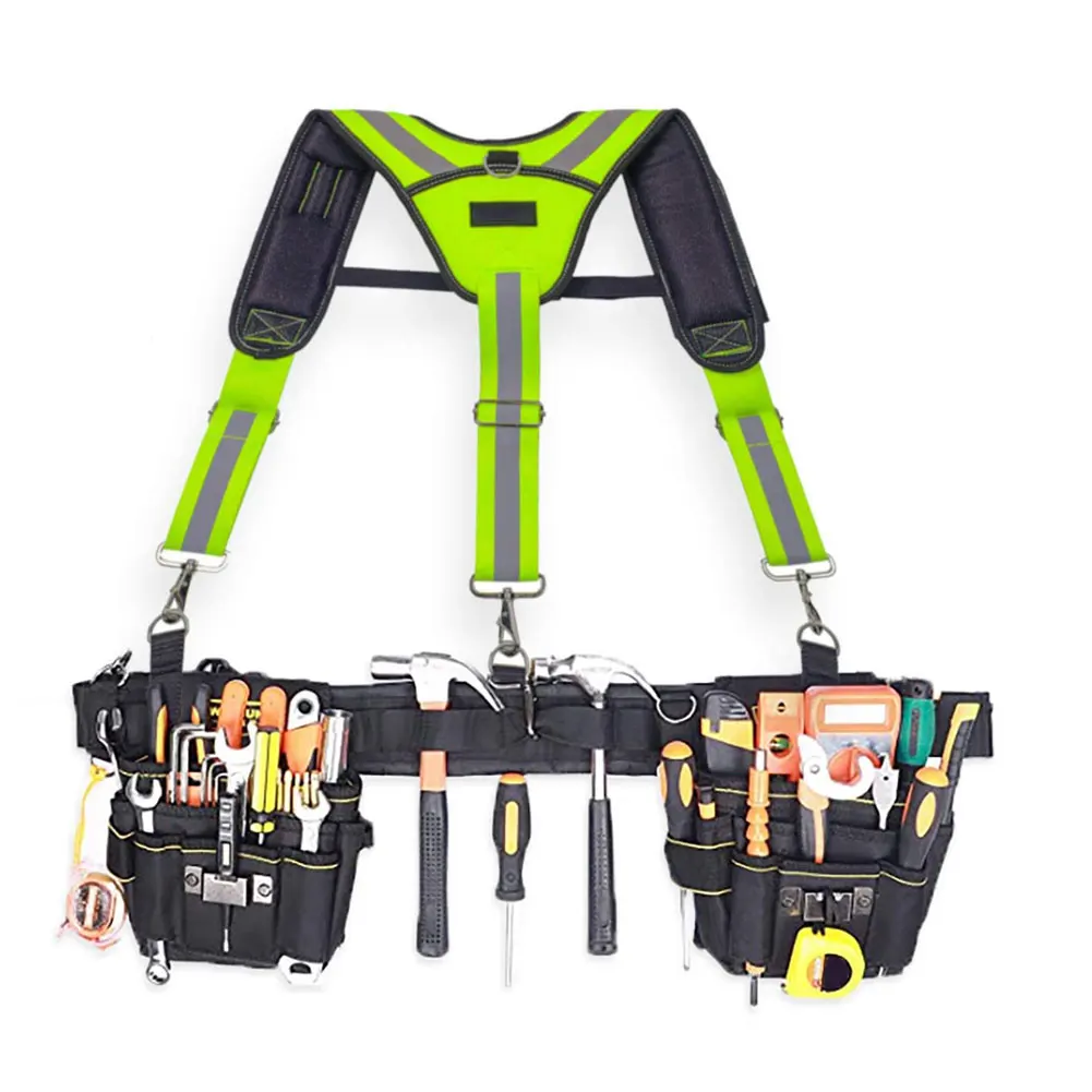 Suspenders Tool Belt Y-Type Adjustable Straps Fluorescent Green Electrician Reducing Weight Multifunction Tooling Strap