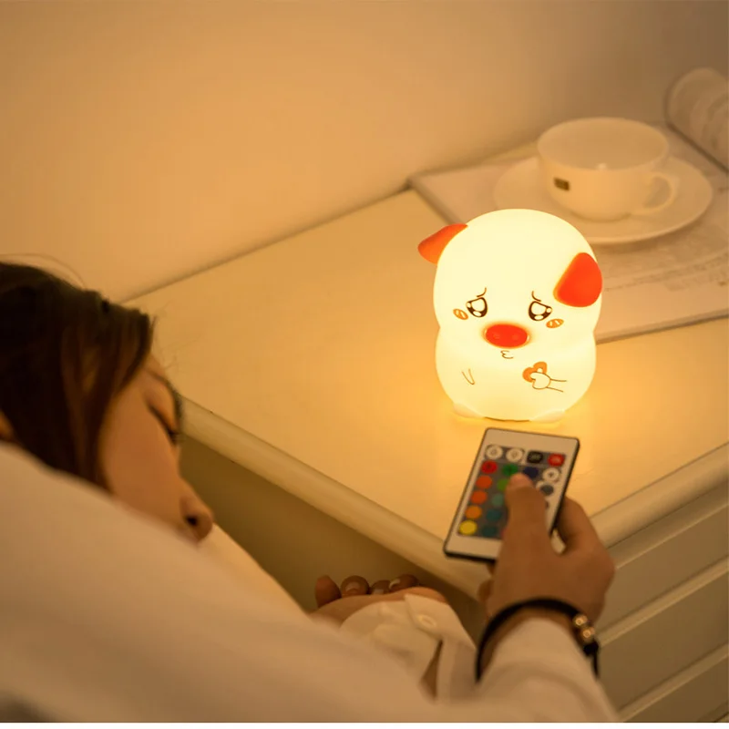 Милый поросенок светодиодный ночник сенсорный датчик/пульт дистанционного