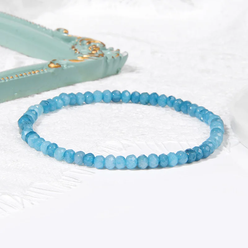 Женский браслет 3x4 мм Маленький граненый из бусин натурального камня кварца