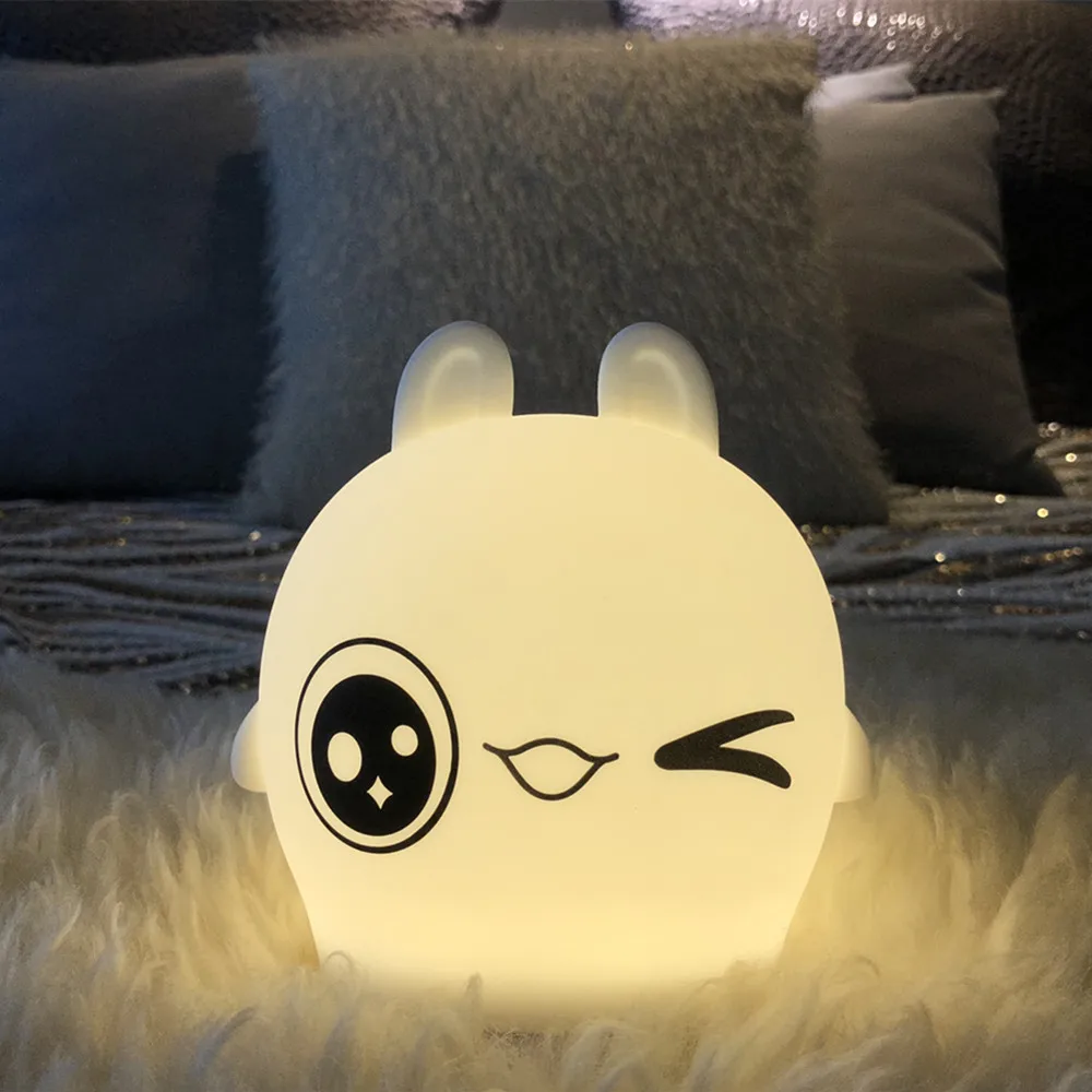 

Cow Rabbit Sheep Cat LED Night Light Touch Sensor Colorful USB Rechargeable Silicone Animal Children Baby Bedroom Bedside Lamp
