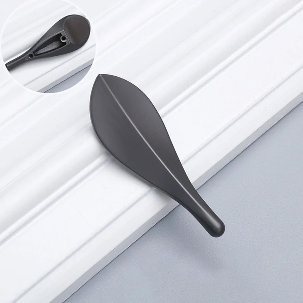 

1pcs Cabinet Handle Nordic Style Solid Zinc Alloy Leaf Shaped 32mm Hole Distance Cabinet Knob Door Pulls Furniture Handles Knob