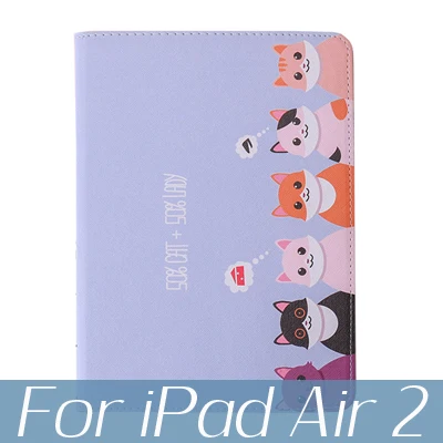 Для iPad 10,2 чехол для планшета тройной складной чехол для iPad 9,7 air 3 10,5 Pro 10,5 чехол с мультяшным котом - Цвет: C1 for ipad air 2