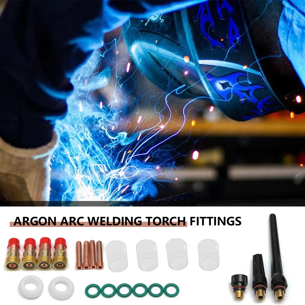 

23 PCS TIG Welding Torch Stubby Collet Gas Lens Pyrex Glass Cup Kit for Tig WP-17/18/26 Torch Welding Glass Cup Accessories