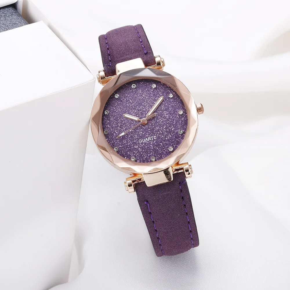 Purple Женские Романтические наручные часы звездного неба со стразами, дизайнерские женские часы, роскошные женские часы, женские часы - Цвет: Purple