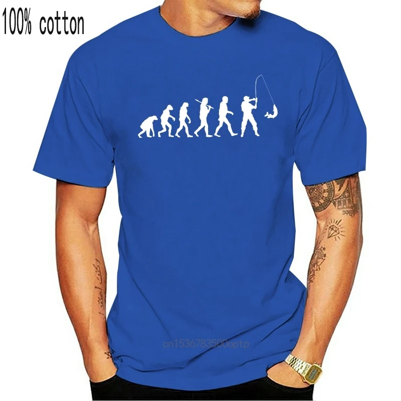 

New Evolution of Fishinger, Funny Mens T Shirt - Birthday Gift for Dad Him Men Adult T-Shirt Short Sleeve Cotton Top Tee