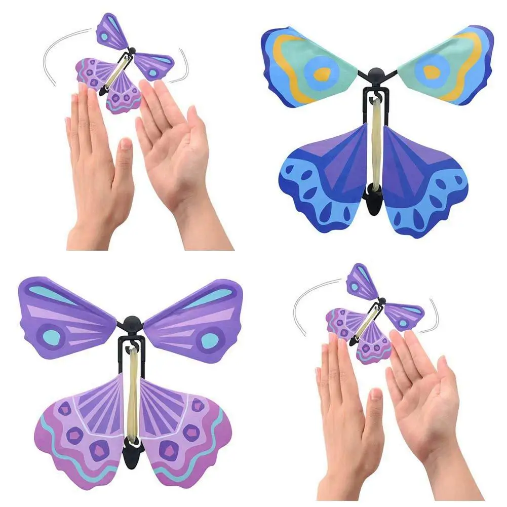 

Flying Butterfly Magic Props Fly Butterfly Clockwork Rubber Band Powered Butterfly Surprise Prank Joke Mystical Trick D1#