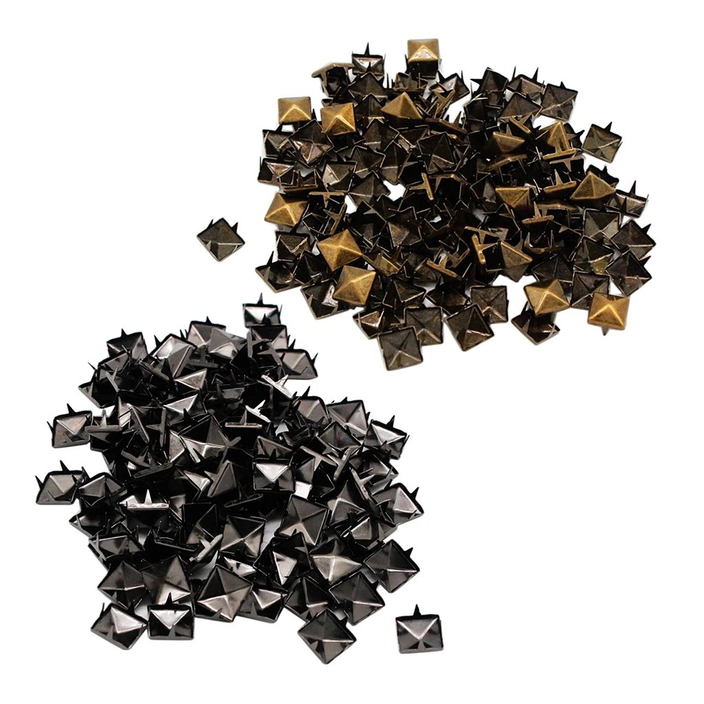 

100 Sets Metal Square Pyramid Rivet Stud Spikes For Clothes Shoes Bags Belt Backpack Hat Jeans Jacket Decor - 10mm