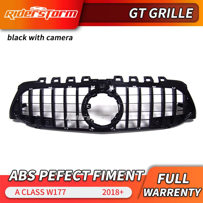 Black with camera GT решетка для нового класса W177 GT гриль вертикальный передний бампер гоночный автомобиль для A180 A200 A250 A45 спортивный седан передняя решетка - Цвет: Black with camera