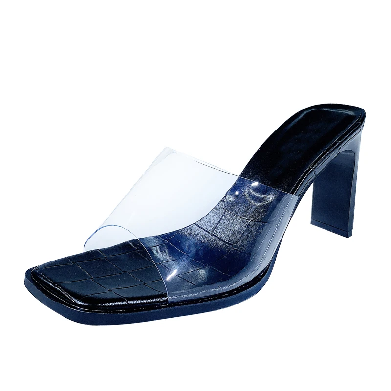 

2020 New Brand Slippers Ladies Transparent shoes PVC Sexy Summer Slides Shoes Med Heel Flip Flops Female Beach Slipper YMB228