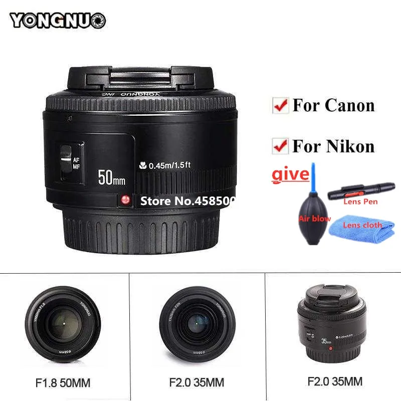 Фотообъектив 35 мм YONGNUO YN широкоугольный объектив для фотокамеры AF/MF Nikon/Canon