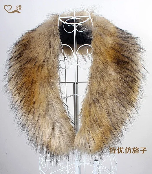 raccoon fur 1 Qearlstar воротник из искусственного лисьего меха для женщин и мужчин Детское пальто шарф куртка капюшон Теплый меховой Декор роскошный шаль шарфы многоцветный ZKG04 - Цвет: raccoon fur 1